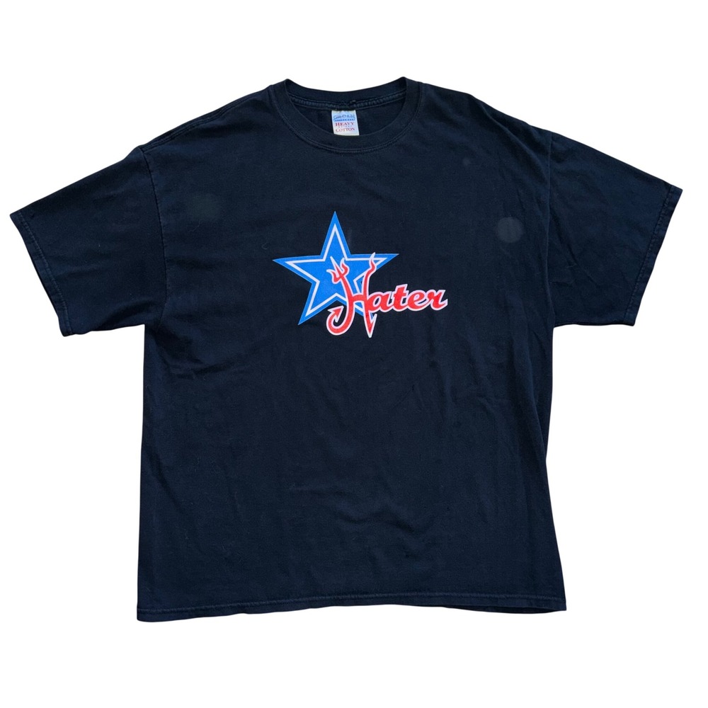 Y2K Hater Clothing Graphic T-Shirt XL Star Heavyweight Cotton Navy Skate Tee